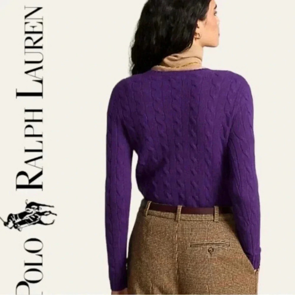 Ralph Lauren Sport Women’s 100% Cotton Cable Knit Deep Purple Sweater Jumper L - Picture 12 of 16